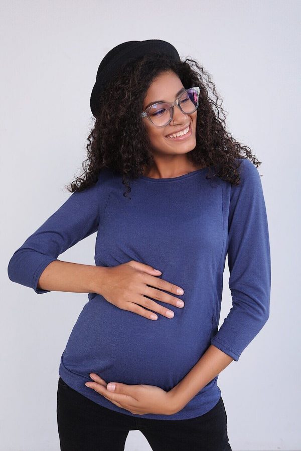 maternity nursing 3/4 sleeve shirt blue color