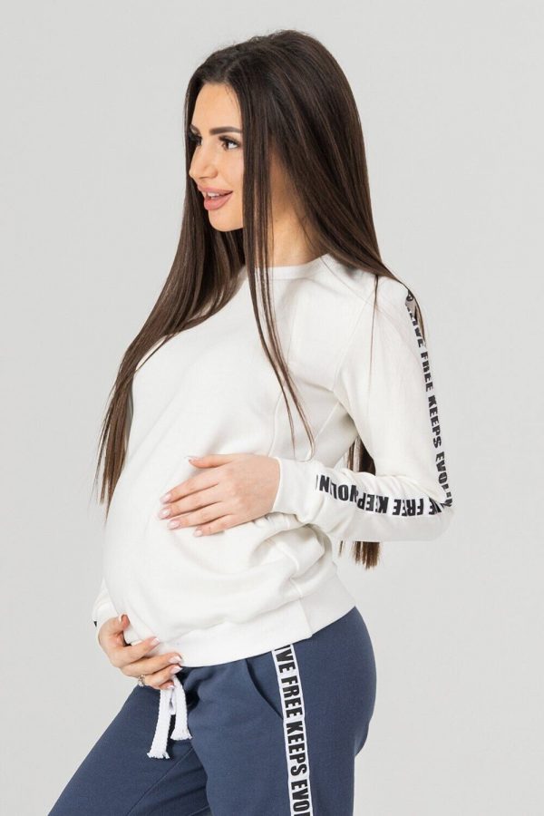 white maternity sweat shirt