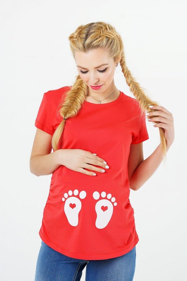 red maternity top, clothes for pregnant