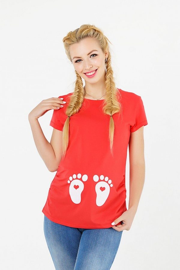 red short sleeve maternity shirt online