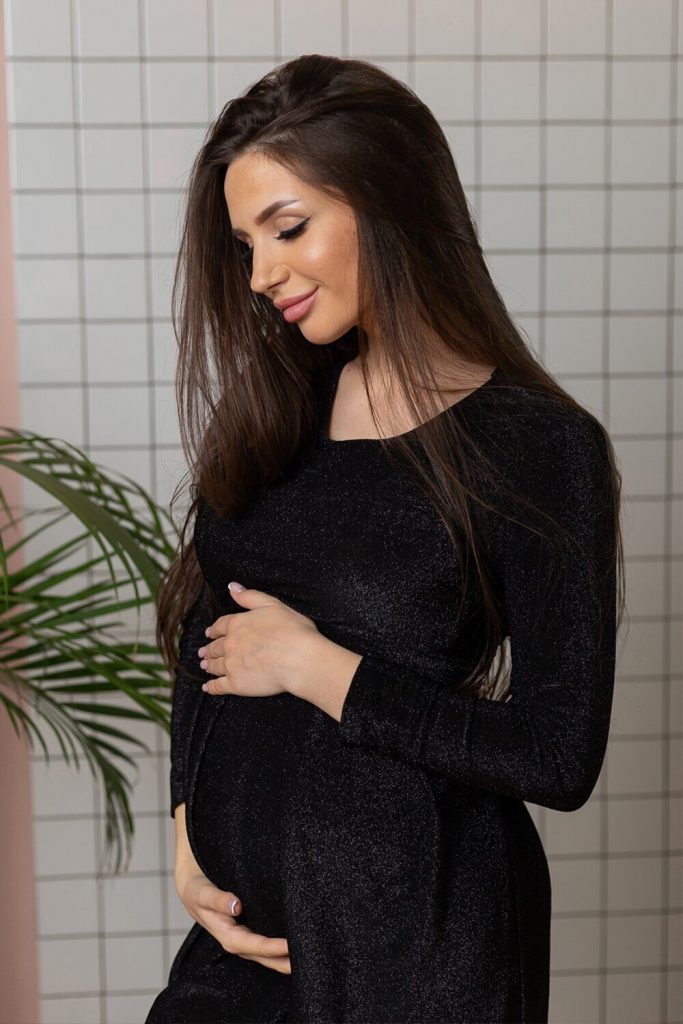 maternity long sleeve lurex black