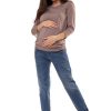 maternity long sleeve top, mocha color