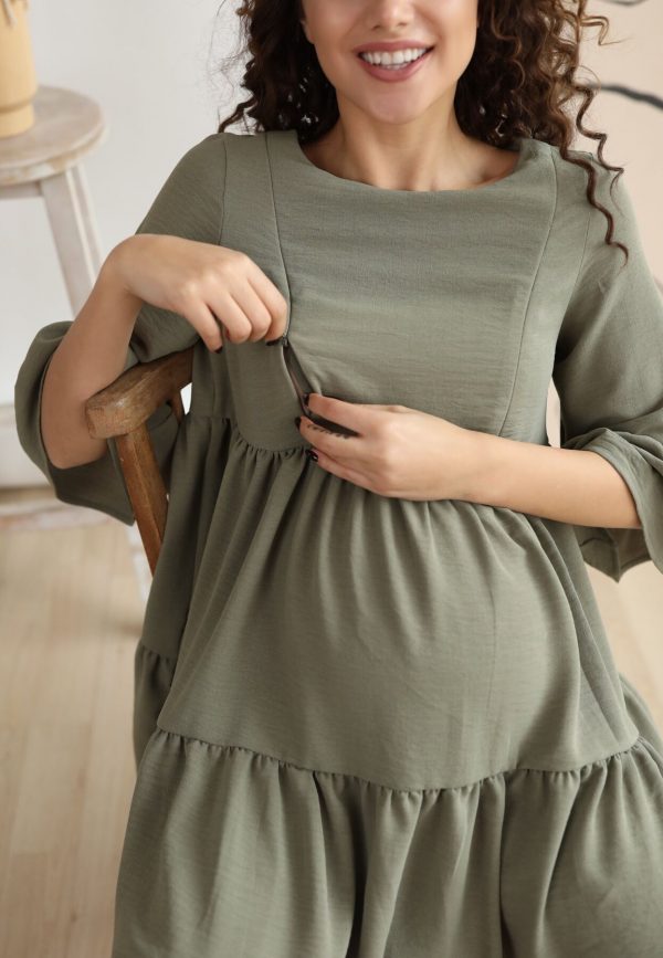 maternity-nursing -dress-khaki