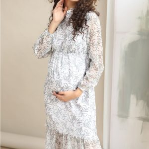 light color maternity dress printed