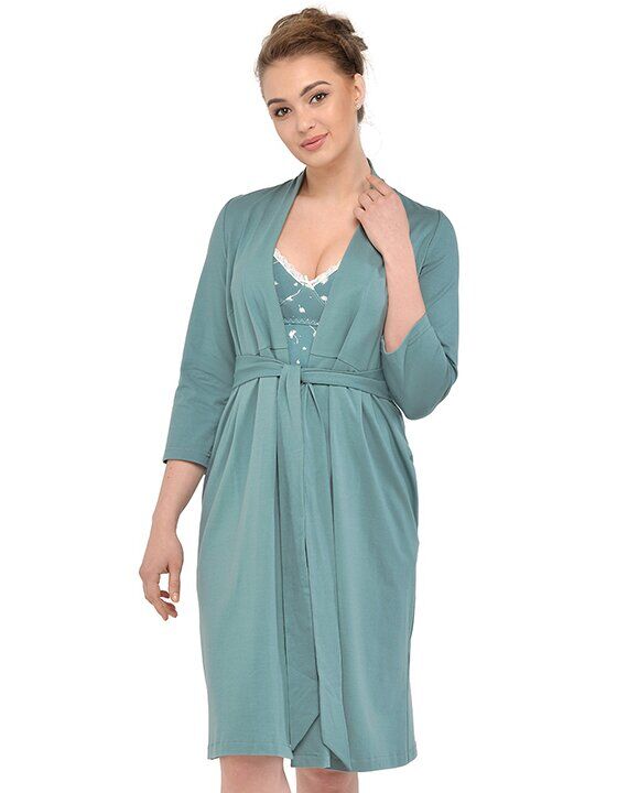 maternity robe blue mint