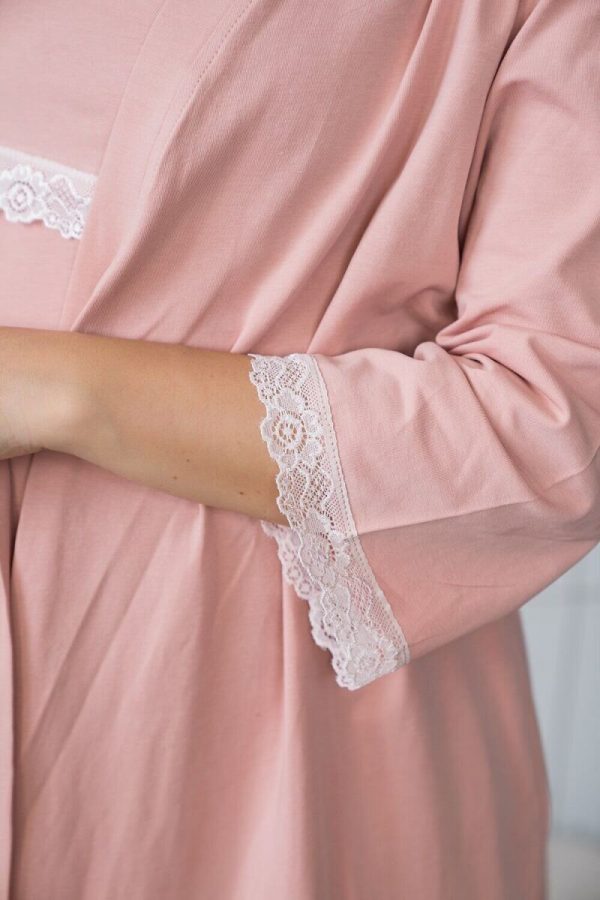 nursing robe with lace trim