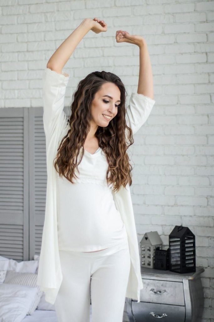 maternity nursing robe 3/4 sleeve milky color