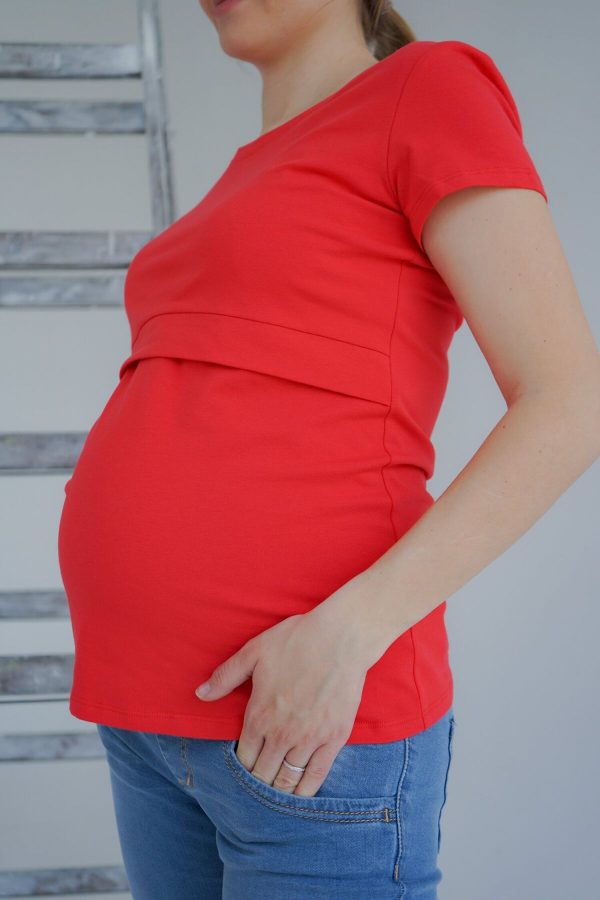 nursing top red, maternity shirt red