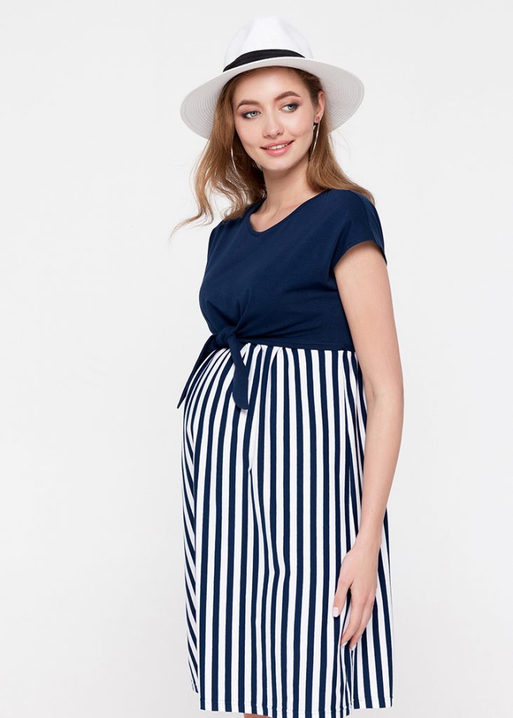 navy blue maternity dress with rounded neckline, free shipping