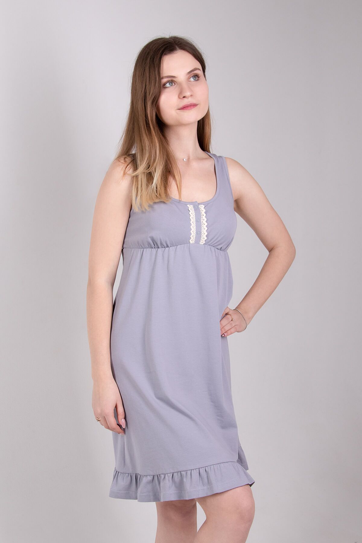 violet grey nursing nightgown