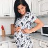 delivery nursing nightgown with side slit for breastfeeding