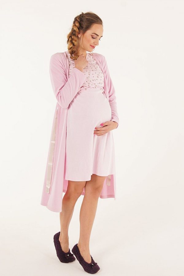 pink nursing/delivery robe with long sleeve