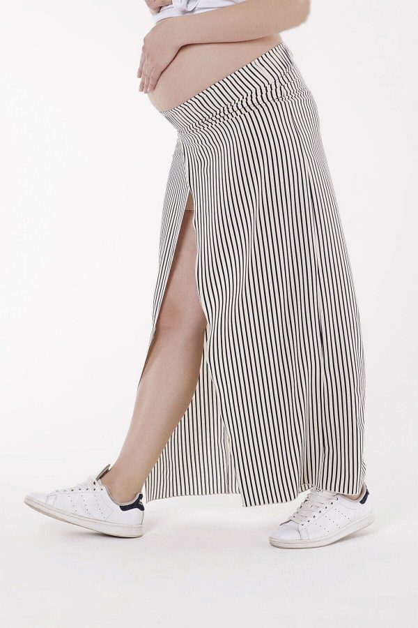 maternity skirt white black stripe