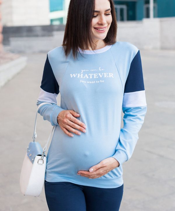 blue maternity sweatsuit