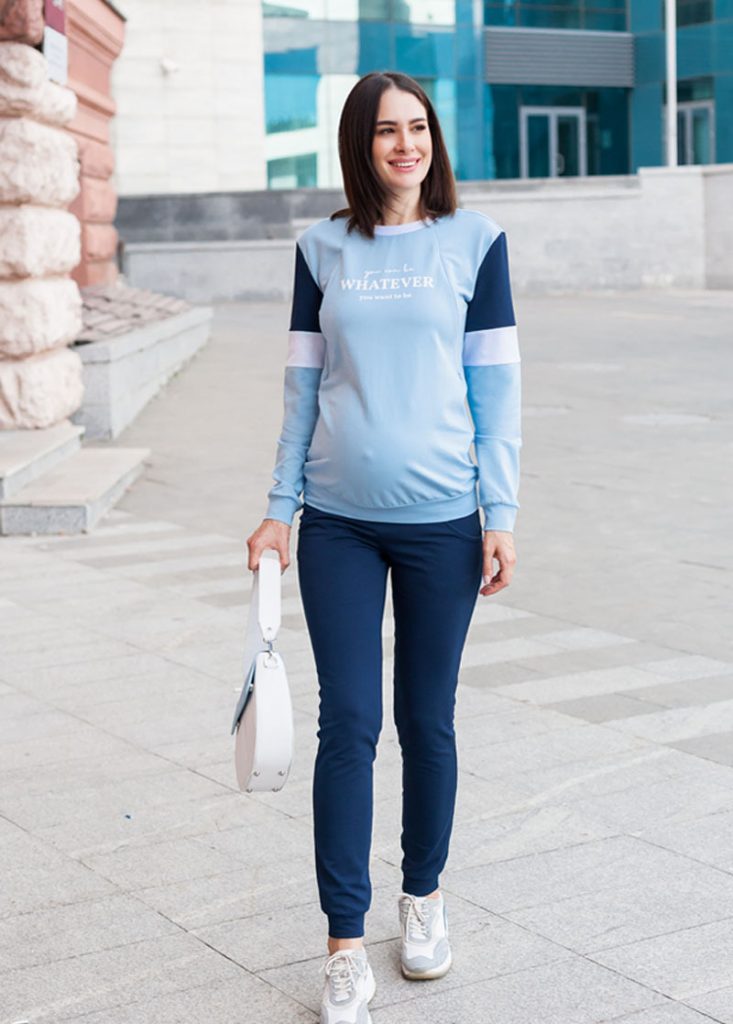 blue maternity sweatsuit