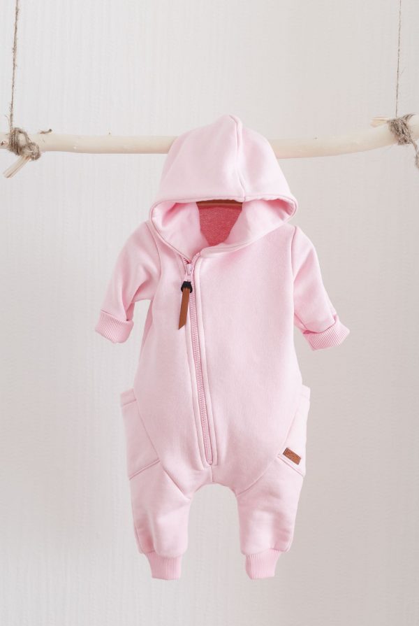 hooded newborn overalls pinkpink