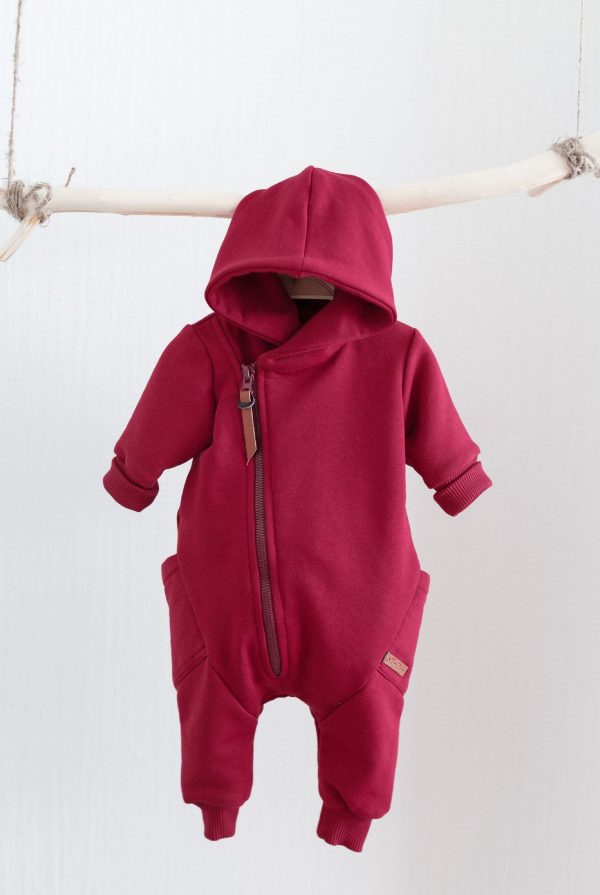 hooded newborn overalls red