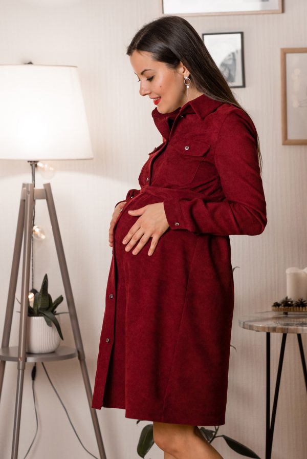 burgundy maternity dress