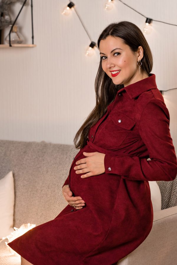 burgundy maternity dress