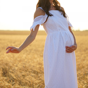 white summer dress for mom to be