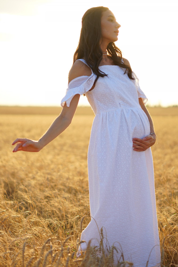 white summer dress for mom to be