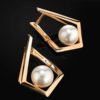 GEOMETRIC GOLDEN EARRINGS WITH FAUX PEARL