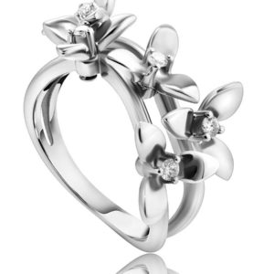 WHITE GOLD FLORAL RING WITH DIAMONDS THE LEGEND