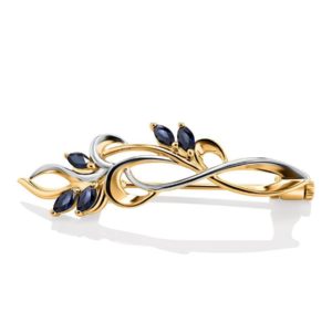 golden brooch with sapphire