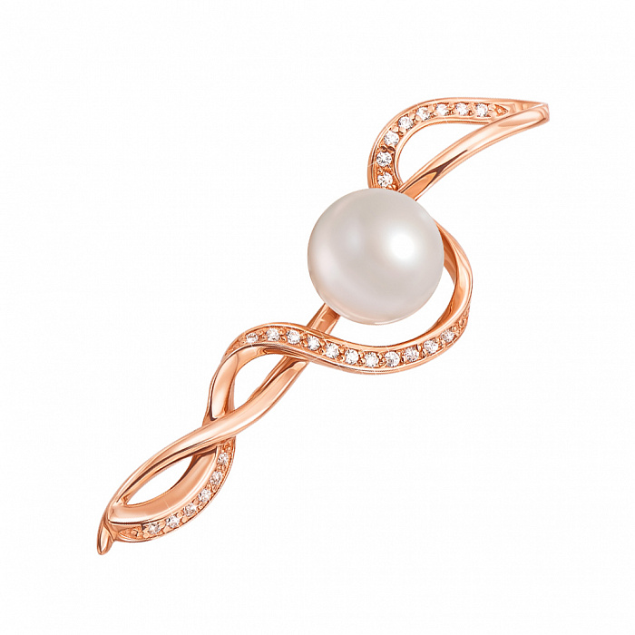 gold brooch with pearl