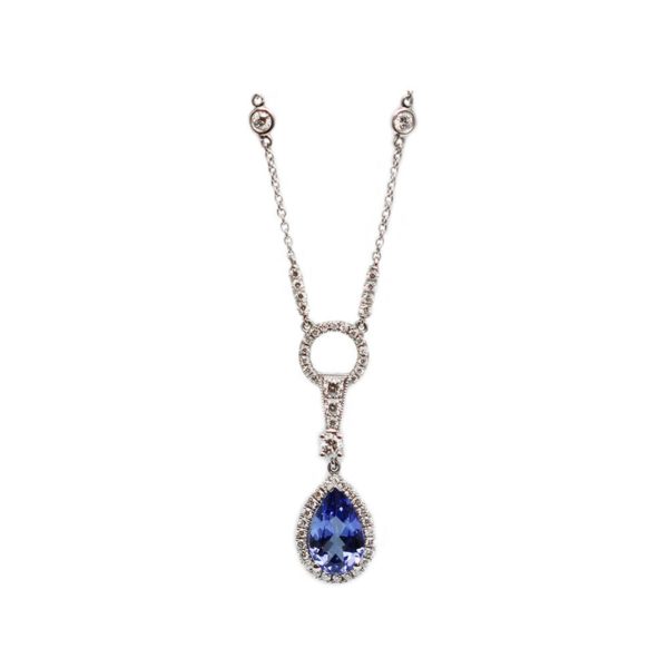 Pear Shape Tanzanite 18K White Gold Necklace