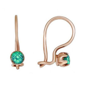 children's-gold-earrings-with-green-cubic-zirconia-minimalistic