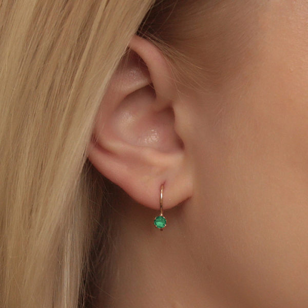 children's-gold-earrings-with-green-cubic-zirconia-minimalistic