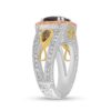 Yellow Sapphire and Diamond Three Toned Ring Pave Set - Image 3